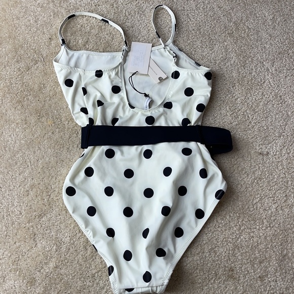 Solid and Striped One Piece Swimsuit size Medium - Picture 4 of 5